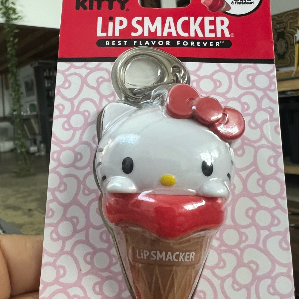 Hello Kitty Ice Cream Lip Balm Keychain - Red and White